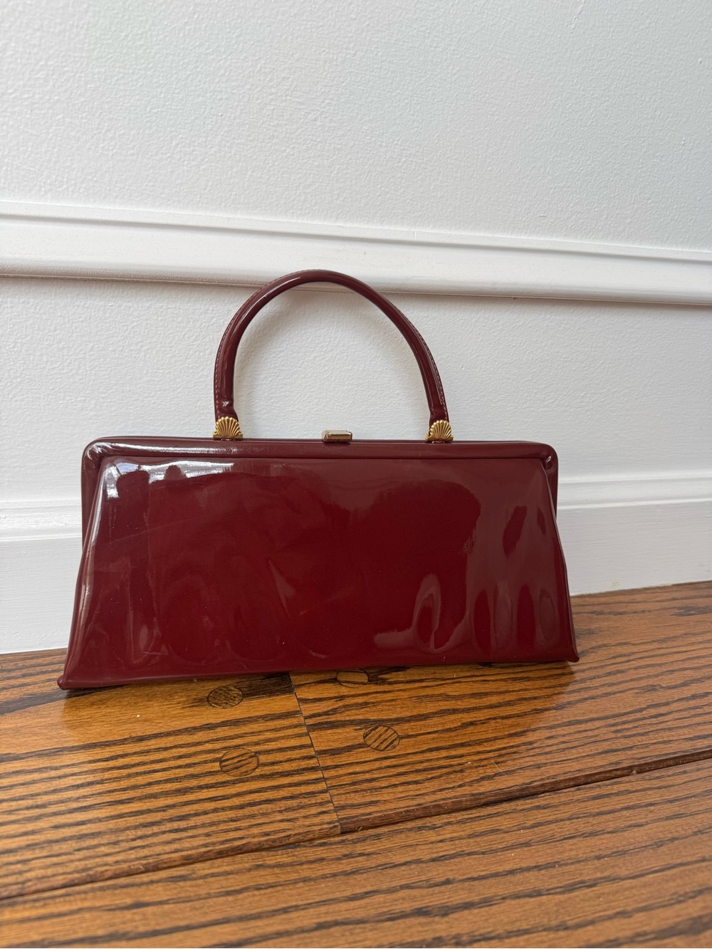 Bobbie Jerome Vintage Patent Leather Purse, Deep Burgundy